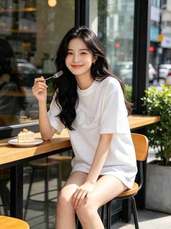 Dior Ribbon Script Logo Detailed Crewneck T-Shirt- White