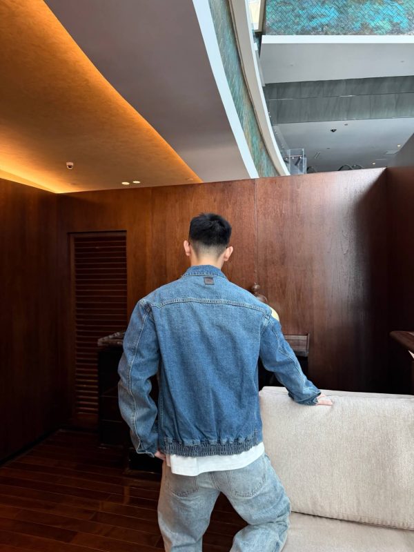 Dior embroidered pocket zip-up denim Jacket- Blue Cotton Twill