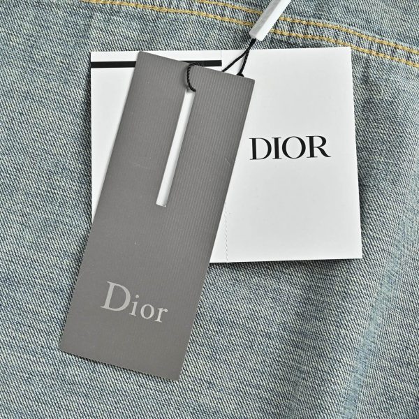 Dior embroidered pocket zip-up denim Jacket- Blue Cotton Twill