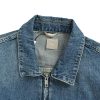 Dior embroidered pocket zip-up denim Jacket- Blue Cotton Twill