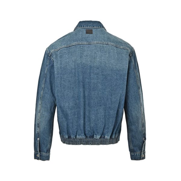 Dior embroidered pocket zip-up denim Jacket- Blue Cotton Twill