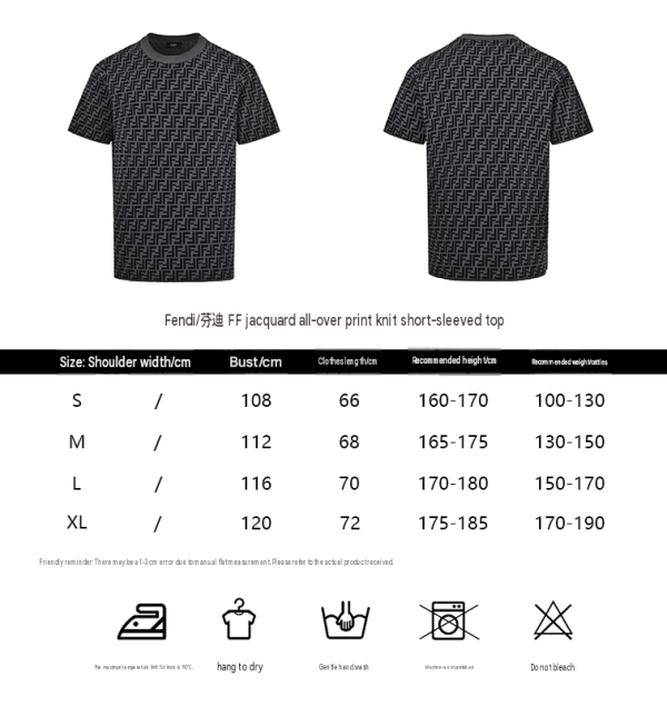 Fendi FF Monogram Knit T-Shirt- Black and Grey