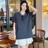 Fendi FF Monogram Knit T-Shirt- Black and Grey