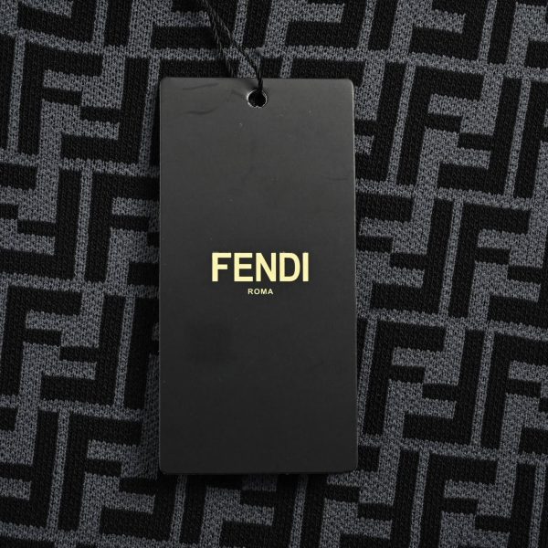 Fendi FF Monogram Knit T-Shirt- Black and Grey