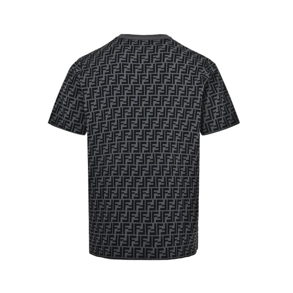 Fendi FF Monogram Knit T-Shirt- Black and Grey