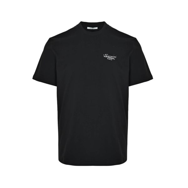 Givenchy Cotton T-shirt with Givenchy Stamp Print- Black