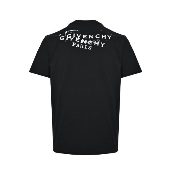 Givenchy Cotton T-shirt with Givenchy Stamp Print- Black