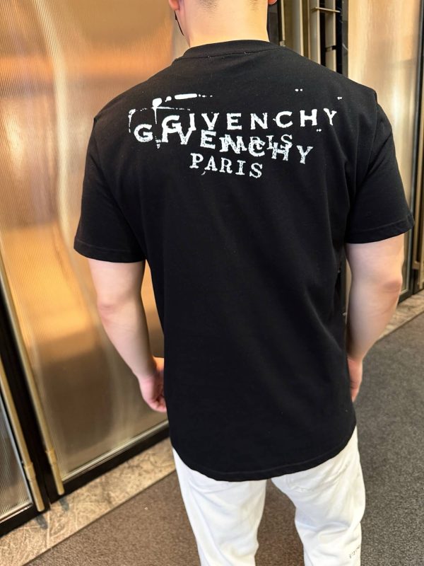 Givenchy Cotton T-shirt with Givenchy Stamp Print- Black