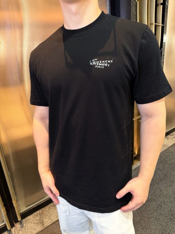 Givenchy Cotton T-shirt with Givenchy Stamp Print- Black