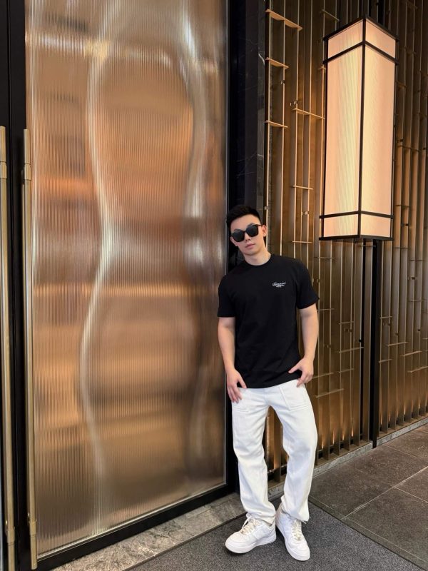 Givenchy Cotton T-shirt with Givenchy Stamp Print- Black