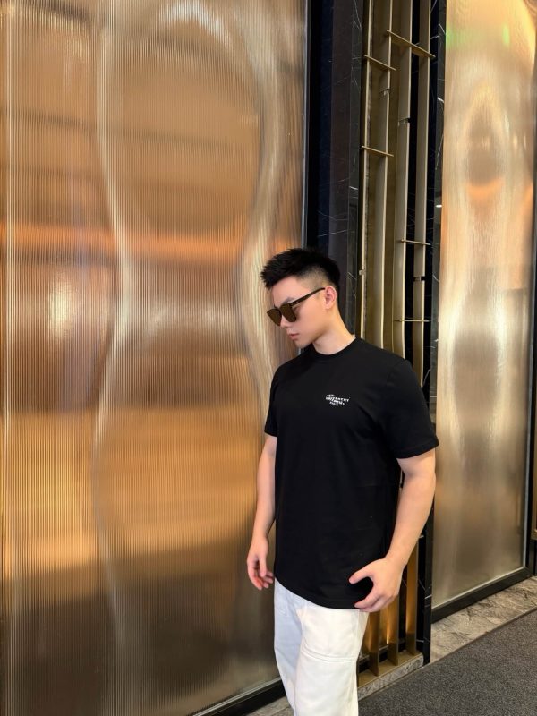 Givenchy Cotton T-shirt with Givenchy Stamp Print- Black