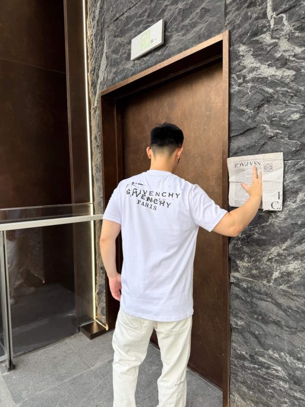 Givenchy Cotton T-shirt with Givenchy Stamp Print- White