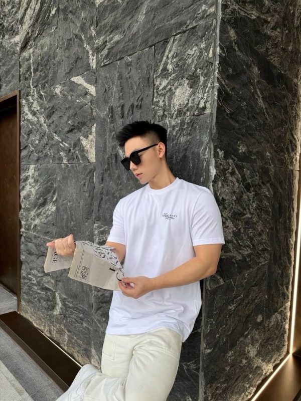 Givenchy Cotton T-shirt with Givenchy Stamp Print- White