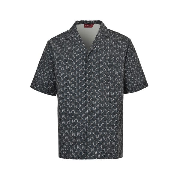 Gucci GG Silk Jacquard Bowling Shirt-Dark Grey