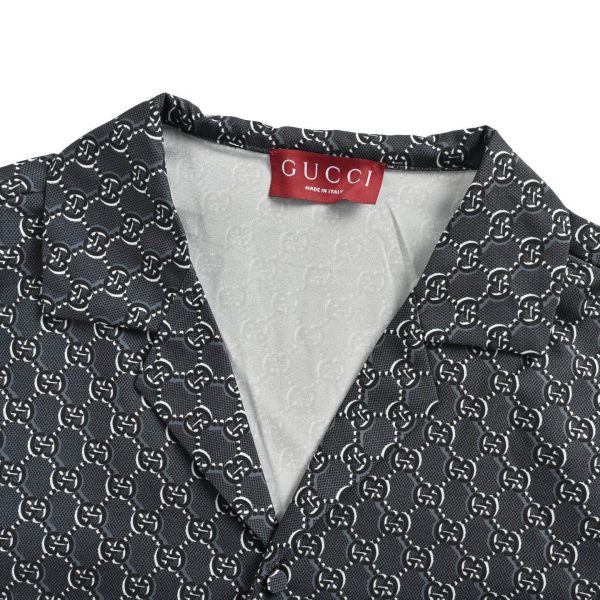 Gucci GG Silk Jacquard Bowling Shirt-Dark Grey