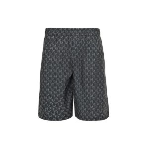 Gucci Monogram Silk Twill Shorts- grey (11) Gucci Monogram Silk Twill Shorts- grey