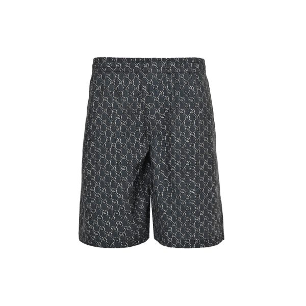 Gucci Monogram Silk Twill Shorts- grey (11) Gucci Monogram Silk Twill Shorts- grey