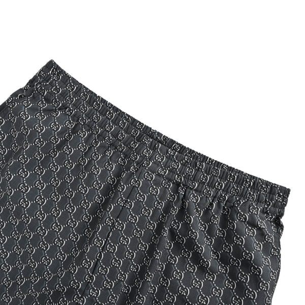 Gucci Monogram Silk Twill Shorts- grey (7) Gucci Monogram Silk Twill Shorts- grey