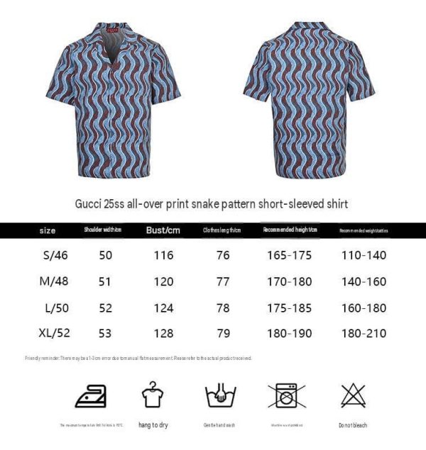 Gucci Waves Print Fabric Bowling Shirt-  light blue