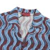 Gucci Waves Print Fabric Bowling Shirt-  light blue