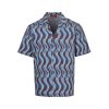 Gucci Waves Print Fabric Bowling Shirt-  light blue