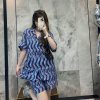 Gucci Wavy Stripe GG Cotton Shorts- Light blue