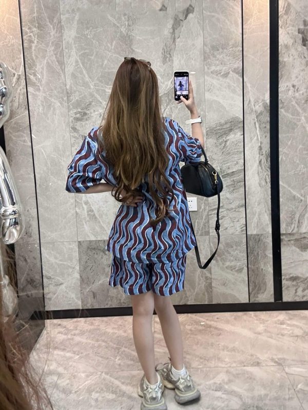 Gucci Wavy Stripe GG Cotton Shorts- Light blue
