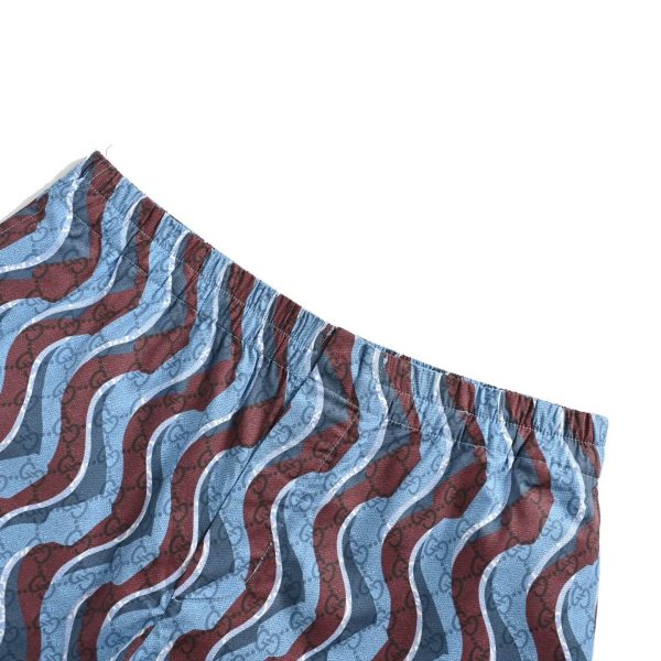 Gucci Wavy Stripe GG Cotton Shorts- Light blue