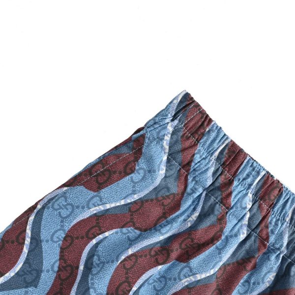 Gucci Wavy Stripe GG Cotton Shorts- Light blue