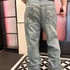 LOEWE Embroidered High-Rise Barrel-Leg Jeans- Blue