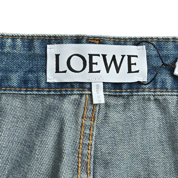 LOEWE Embroidered High-Rise Barrel-Leg Jeans- Blue
