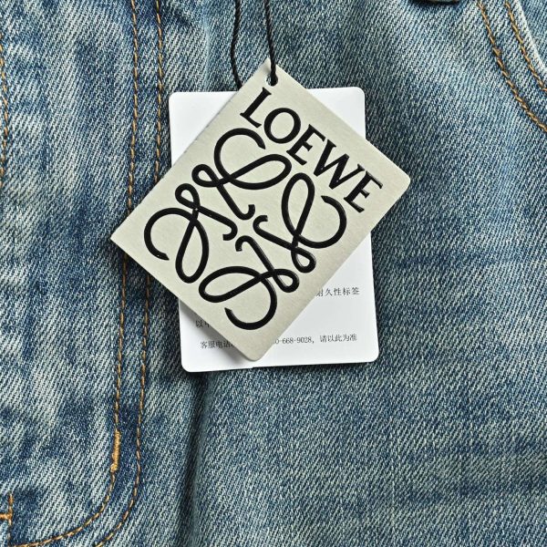 LOEWE Embroidered High-Rise Barrel-Leg Jeans- Blue