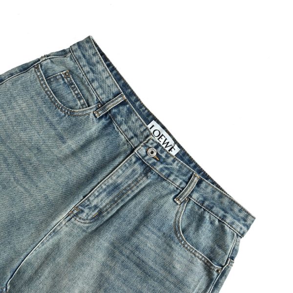 LOEWE Embroidered High-Rise Barrel-Leg Jeans- Blue
