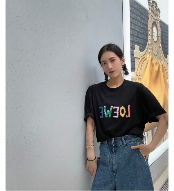 Loewe Embroidered Relaxed Fit Cotton T-Shirt-  black