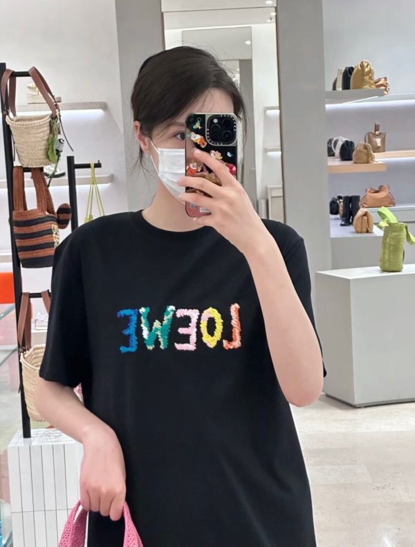 Loewe Embroidered Relaxed Fit Cotton T-Shirt-  black