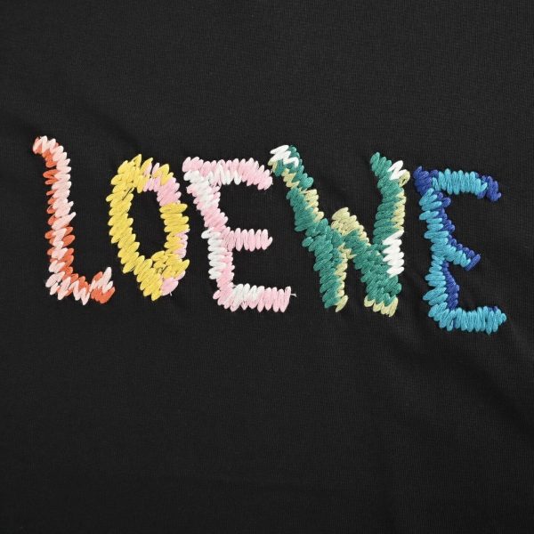 Loewe Embroidered Relaxed Fit Cotton T-Shirt-  black