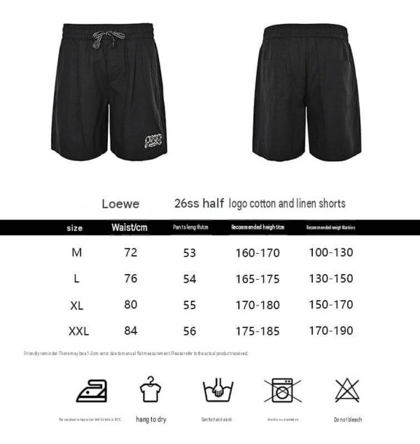 Loewe Relaxed Fit Linen Blend Boxer Style Embroidered Shorts- Beige (1) Loewe Relaxed Fit Linen Blend Boxer Style Embroidered Shorts- Black