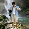 Loewe Relaxed Fit Linen Blend Boxer Style Embroidered Shorts- Beige