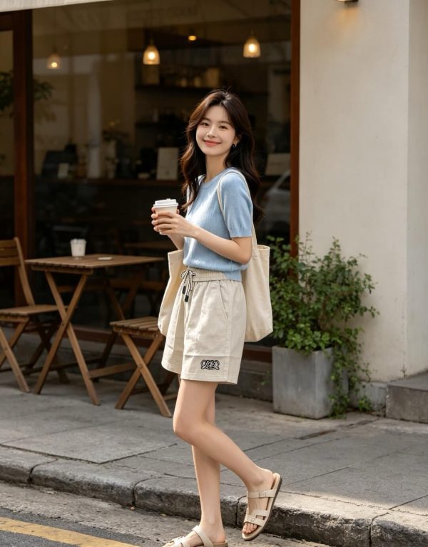 Loewe Relaxed Fit Linen Blend Boxer Style Embroidered Shorts- Beige