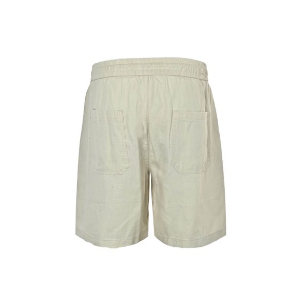 Loewe Relaxed Fit Linen Blend Boxer Style Embroidered Shorts- Beige