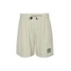 Loewe Relaxed Fit Linen Blend Boxer Style Embroidered Shorts- Beige