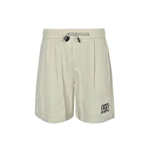Loewe Relaxed Fit Linen Blend Boxer Style Embroidered Shorts- Beige (9) Loewe Relaxed Fit Linen Blend Boxer Style Embroidered Shorts- Beige