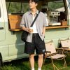 Loewe Relaxed Fit Linen Blend Boxer Style Embroidered Shorts- Black (2) Loewe Relaxed Fit Linen Blend Boxer Style Embroidered Shorts- Black