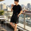 Loewe Relaxed Fit Linen Blend Boxer Style Embroidered Shorts- Black (3) Loewe Relaxed Fit Linen Blend Boxer Style Embroidered Shorts- Black