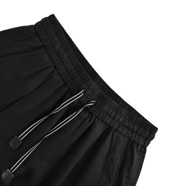 Loewe Relaxed Fit Linen Blend Boxer Style Embroidered Shorts- Black (8) Loewe Relaxed Fit Linen Blend Boxer Style Embroidered Shorts- Black