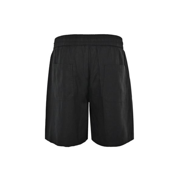 Loewe Relaxed Fit Linen Blend Boxer Style Embroidered Shorts- Black (9) Loewe Relaxed Fit Linen Blend Boxer Style Embroidered Shorts- Black