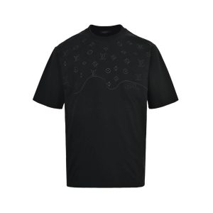 Louis Vuitton Embossed LV T-Shirt-Black (1) Louis Vuitton Embossed LV T-Shirt-Black