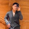 Louis Vuitton Monogram Mix Cashmere Cardigan- grey