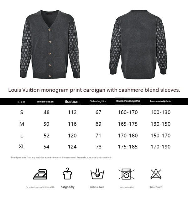 Louis Vuitton Monogram Mix Cashmere Cardigan- grey