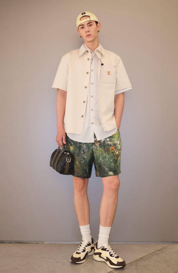 Louis Vuitton Short-Sleeved Silk-Cotton Shirt- Light Beige